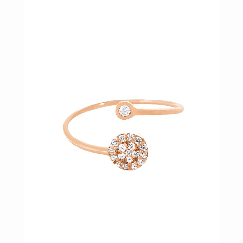 Double Circle Pave 18K Rosegold Ring w. Diamonds