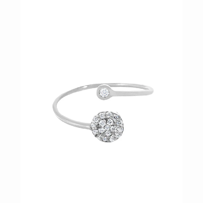 Double Circle Pave 18K Whitegold Ring w. Diamonds