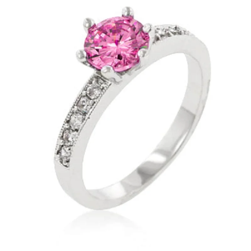 Cz Petite Pink Engagement Ring For Women