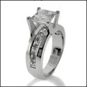 Engagement 0.75 Princess Center Channel Set Sides Cubic Zirconia White Gold Ring