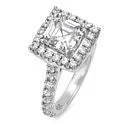 Engagement 1.5 Asscher Pave Halo Cubic Zirconia Ring 14K Gold Ring