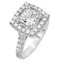 Engagement 1.5 Princess Antique Look Pave Cubic Zirconia 14K White Gold Ring