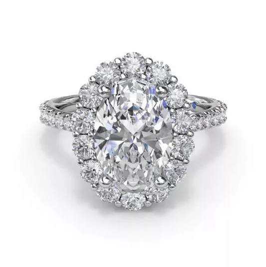 Floral Halo Diamond Engagement Ring