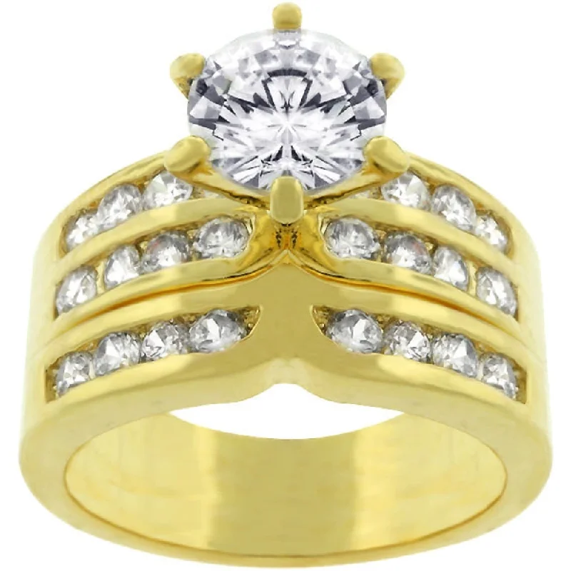 Formal Goldtone Engagement Ring For Women