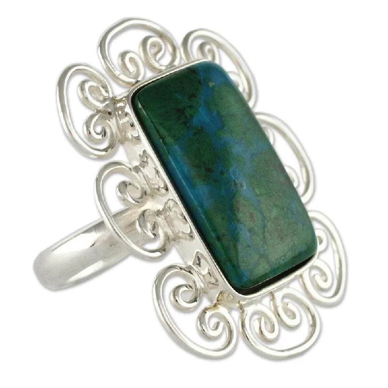 Handmade Sterling Silver 'Andean Purity' Chrysocolla Ring (Peru)