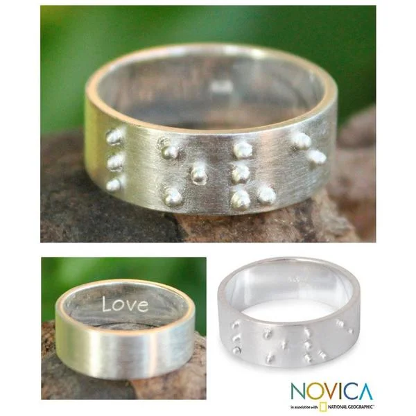 Handmade Sterling Silver 'Braille Love' Ring (Thailand)