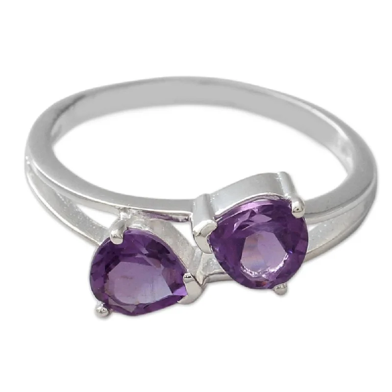 Handmade Sterling Silver 'Encounters' Amethyst Ring (India)