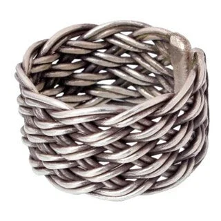 Handmade Sterling Silver 'Woven Rattan' Ring (Thailand)