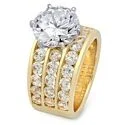 High Quality 4 Carat Round Cubic Zirconia Engagement Ring Channeled Sides 14k Yellow Gold