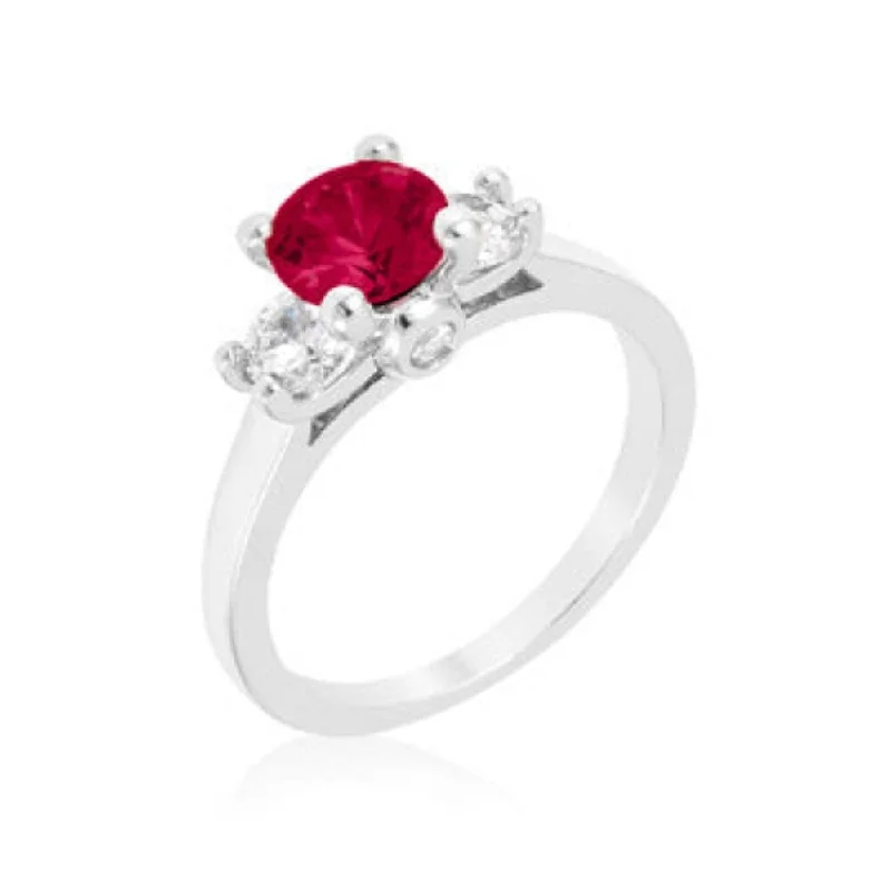 Mini Pink Tourmaline Triplet Ring With Rhodium Plated