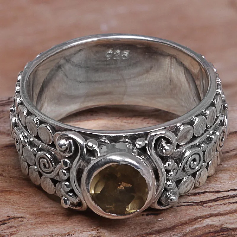 NOVICA Handmade Swirling Serenity Sterling Silver Citrine Ring (Indonesia)