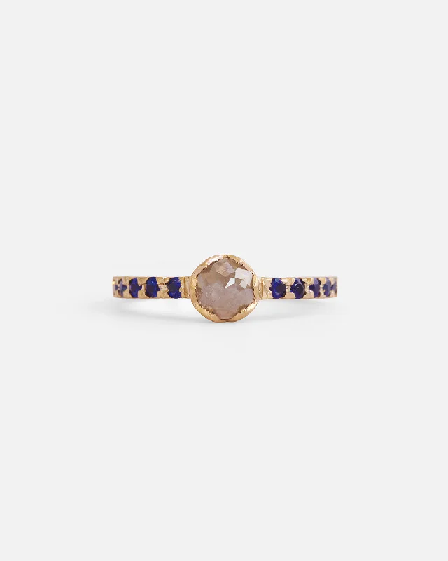 Pave / Milky Diamond + Sapphire Ring