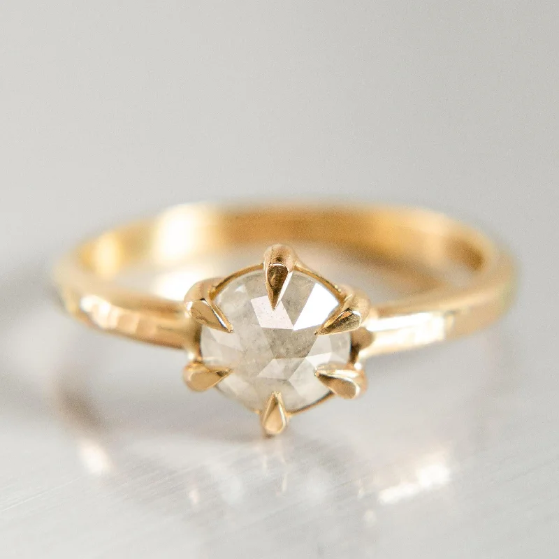 Rose-Cut Salt + Pepper Diamond Cypress Ring in 14k Yellow Gold