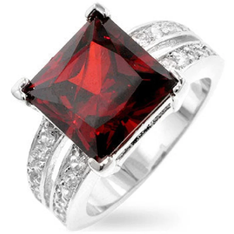 Stunning Garnet Princess Cut Ring - Elegant Gemstone Jewelry