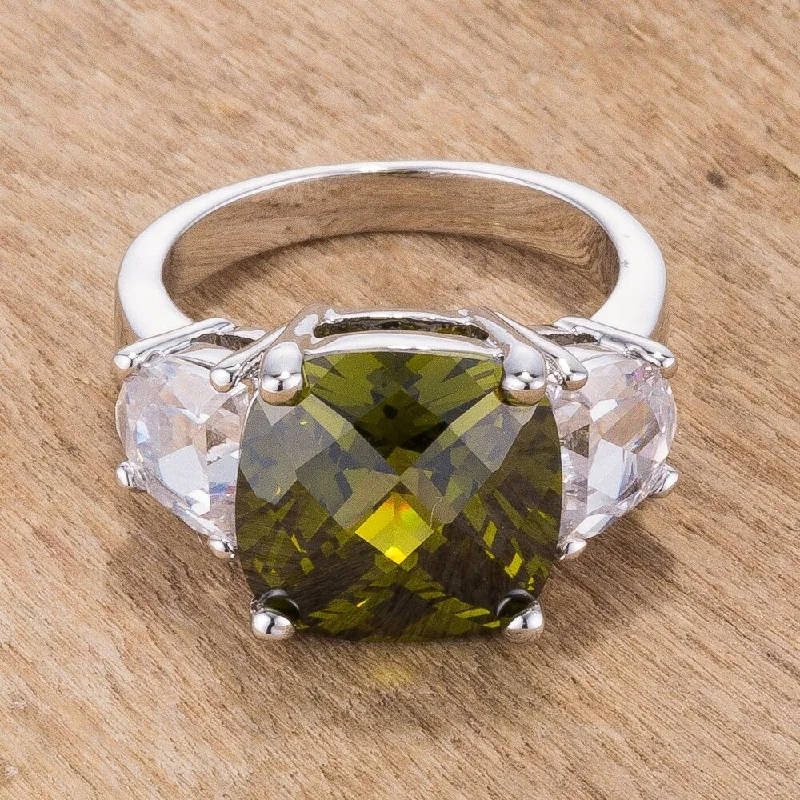 Stunning Olive Triplet Ring - Elegant Gemstone Jewelry