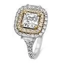 Two Tone Gold Princess Cubic Zirconia Soleste Engagement Ring