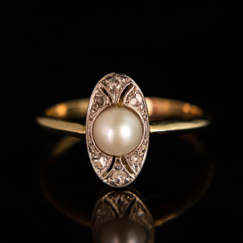 Victorian Pearl & Diamond Ring | 14k gold |circa 1900