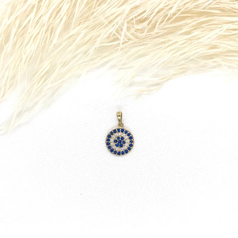 10k Gold CZ Round Evil Eye Pendant