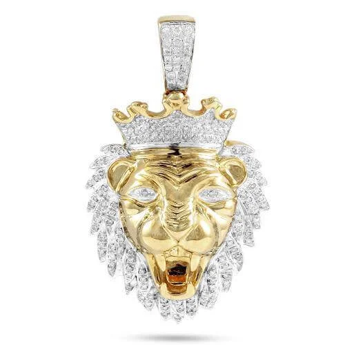 10KY 0.75CTW DIAMOND LION HEAD PENDANT