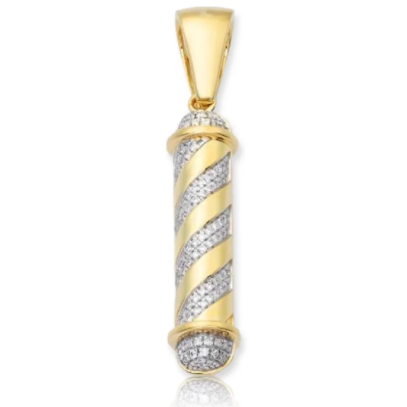 10KY 1.00CTW DIAMOND BARBER POLE PENDANT