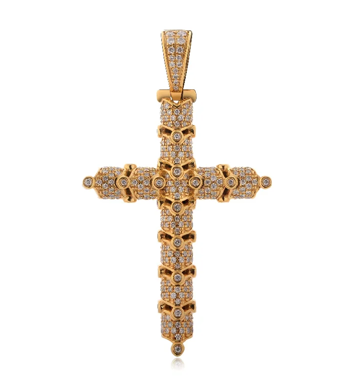 10KY 1.05CTW DIAMOND SEGMENTED CROSS PENDANT