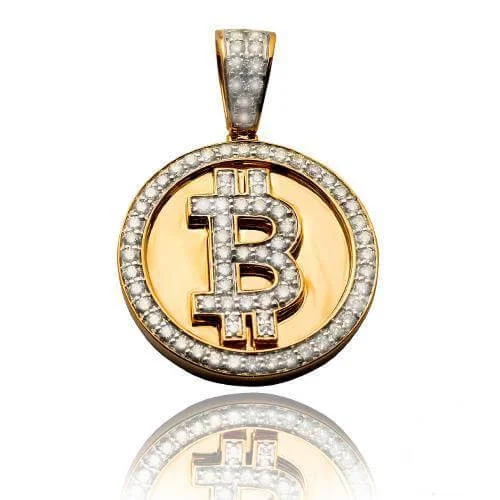 10KY 1.25CTW DIAMOND 'BITCOIN' PENDANT