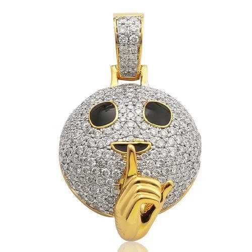 10KY 1.65CTW DIAMOND 'SHHH' EMOJI PENDANT