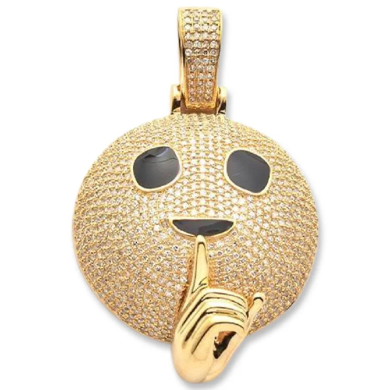 10KY 1.65CTW DIAMOND 'SHHHH' EMOJI PENDANT