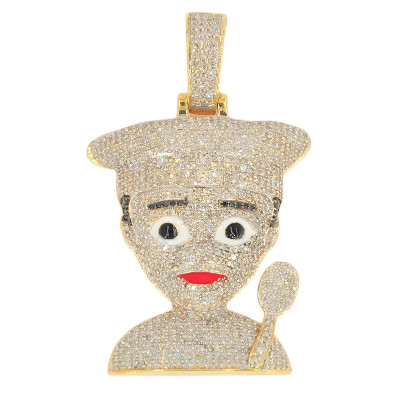 10KY 1.70CTW DIAMOND CHEF EMOJI PENDANT