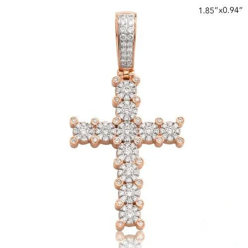 14KR 1.15CTW FLEUR DIAMOND CROSS PENDANT