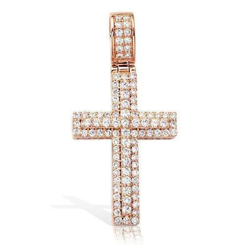 14KR 1.45CTW DIAMOND 3-D CROSS PENDANT - STRAIGHT