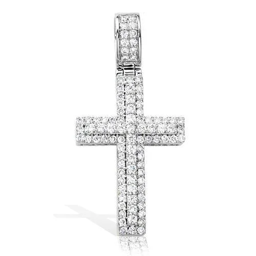 14KW 1.45CTW DIAMOND 3-D CROSS PENDANT - STRAIGHT