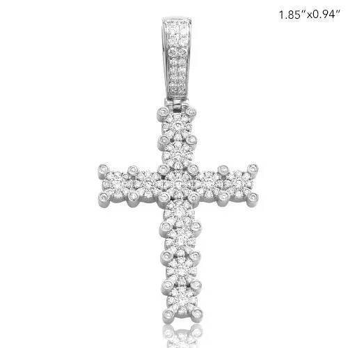 14KY 1.15CTW FLEUR DIAMOND CROSS PENDANT