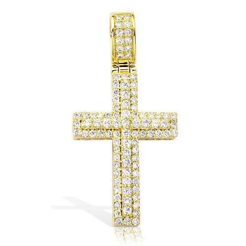 14KY 1.45CTW DIAMOND 3-D CROSS PENDANT - STRAIGHT