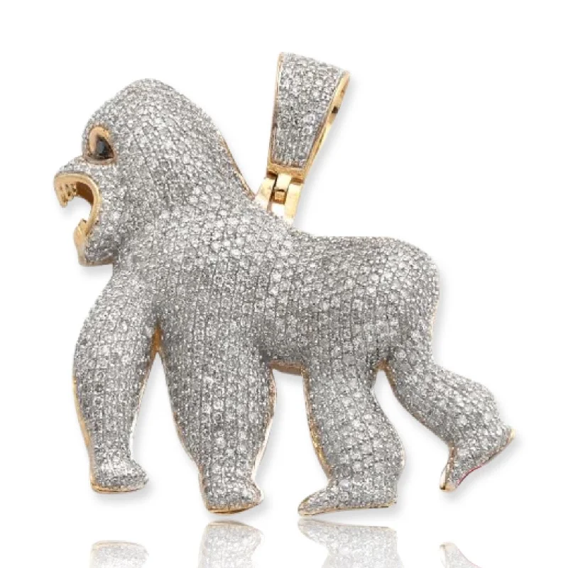 2.20CTW DIAMOND SILVERBACK GORILLA PENDANT