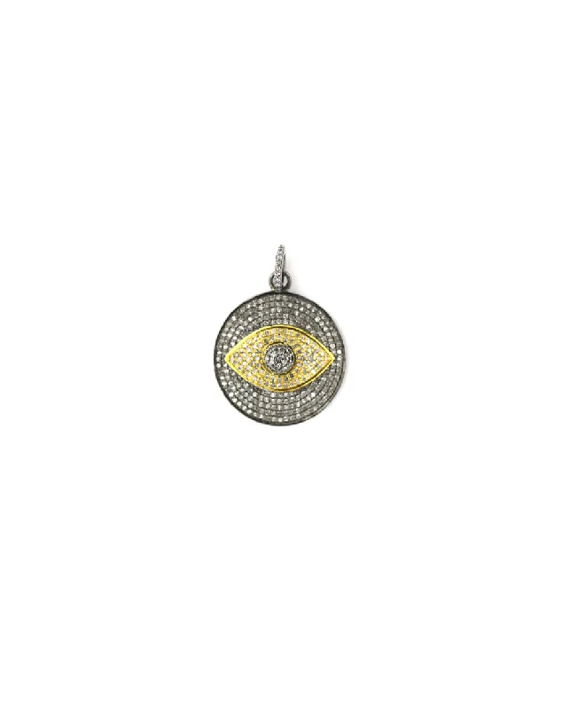 Large Two Toned Diamond Evil Eye Pendant