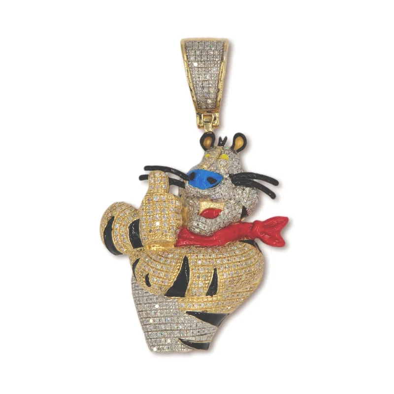 10k Yellow Gold 1.10CTW Si Diamonds Tiger Mascot