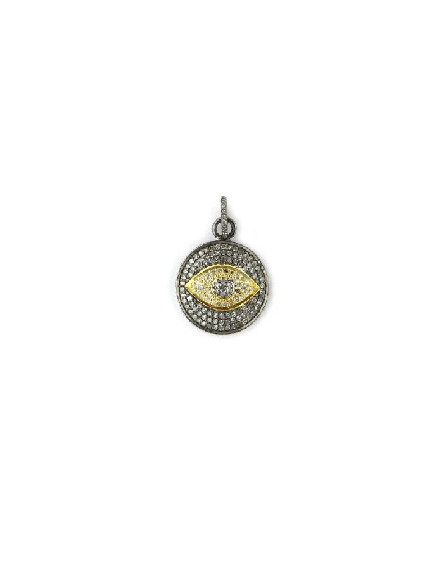 Medium Two Toned Diamond Evil Eye Pendant