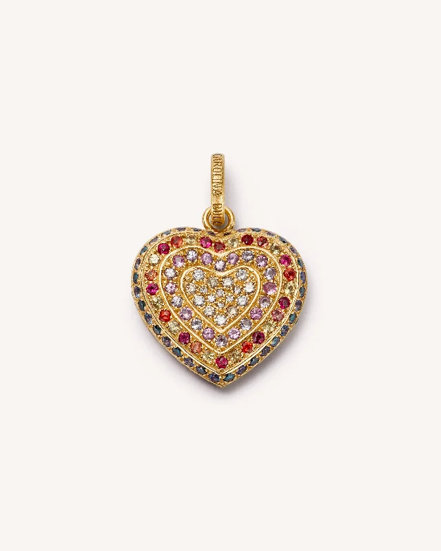 Rainbow Pavé Small Cuore Pendant