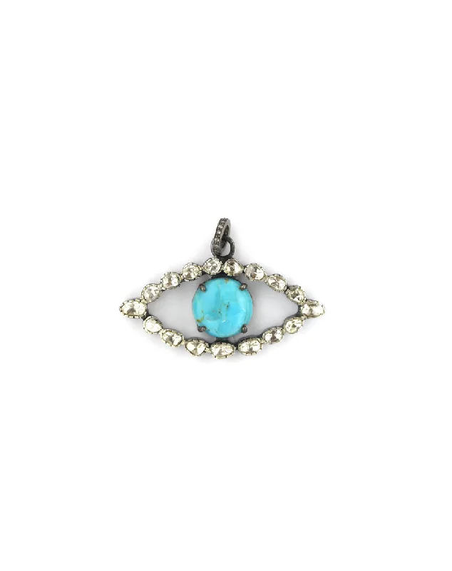 Turquoise & Polki Diamond Evil Eye Pendant