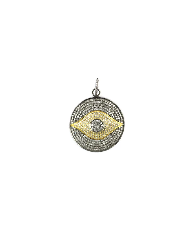 XL Two Toned Diamond Evil Eye Pendant