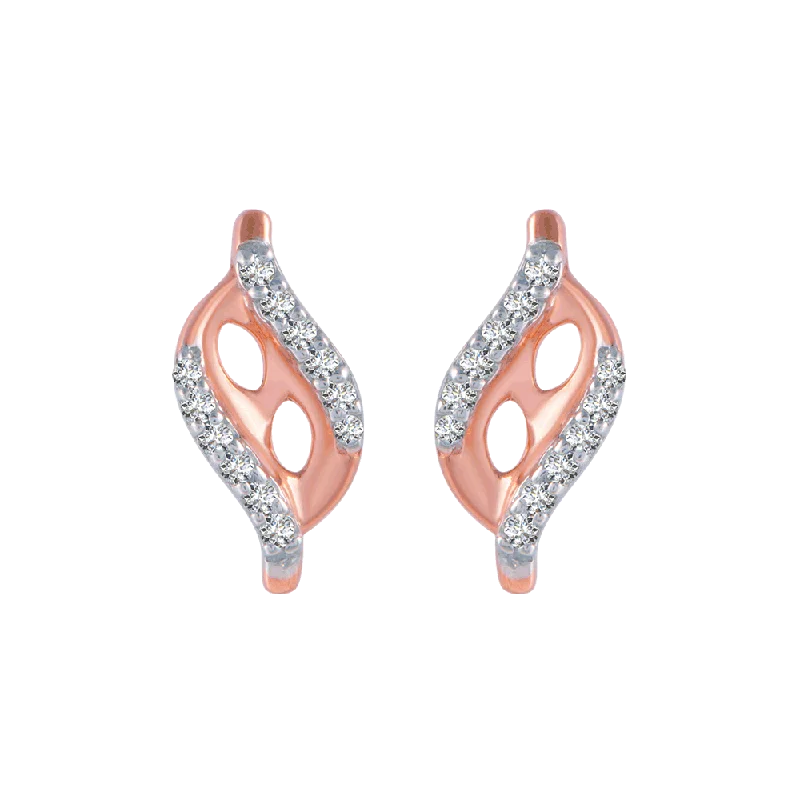 14KT (585) Rose Gold And Diamond Stud Earrings For Women