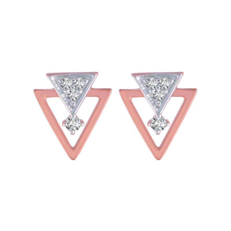 14KT (585) Rose Gold And Diamond Stud Earrings For Women