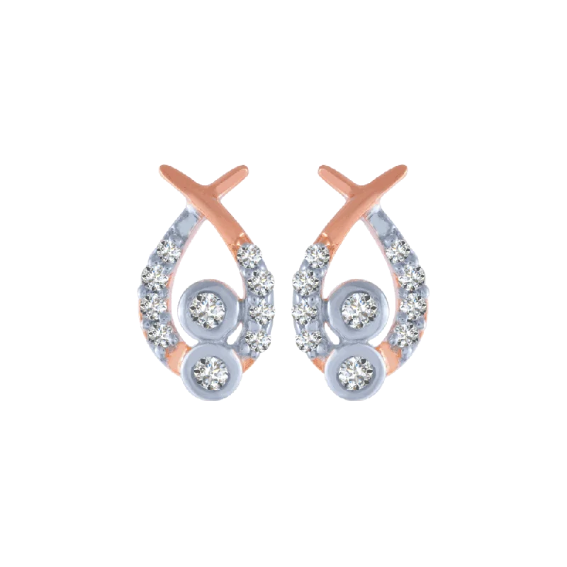 14KT (585) Rose Gold And Diamond Stud Earrings For Women