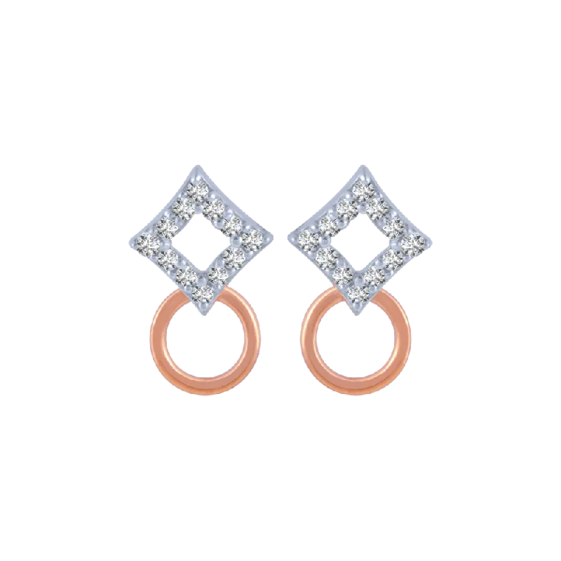 14KT (585) Rose Gold And Diamond Stud Earrings For Women