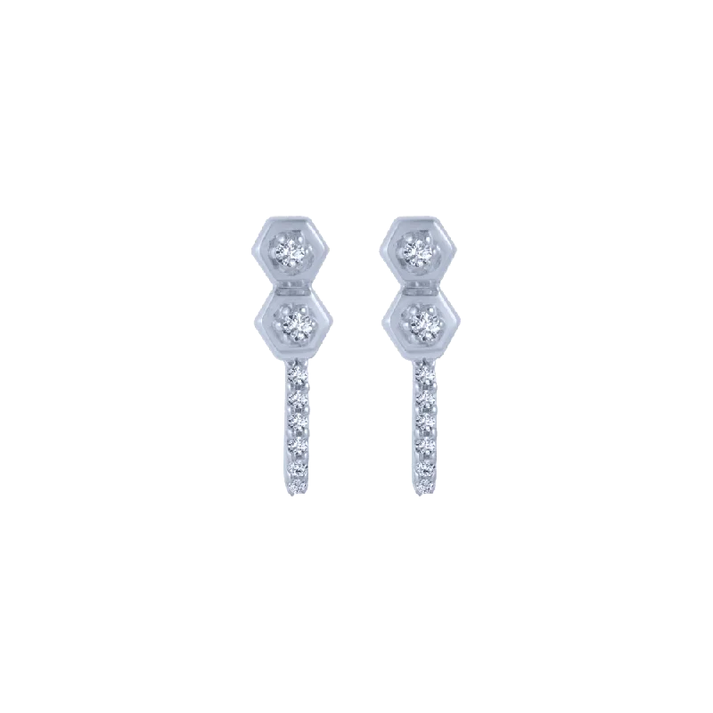 14KT (585) White Gold And Diamond Stud Earrings For Women