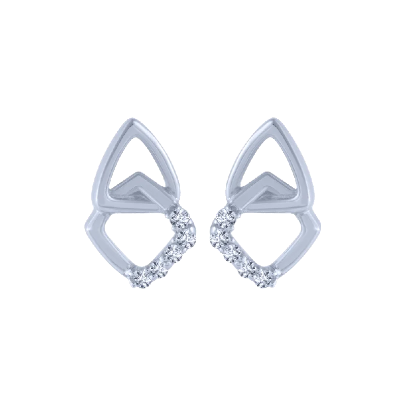 14KT (585) White Gold And Diamond Stud Earrings For Women