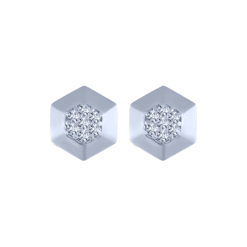 14KT (585) White Gold And Diamond Stud Earrings For Women