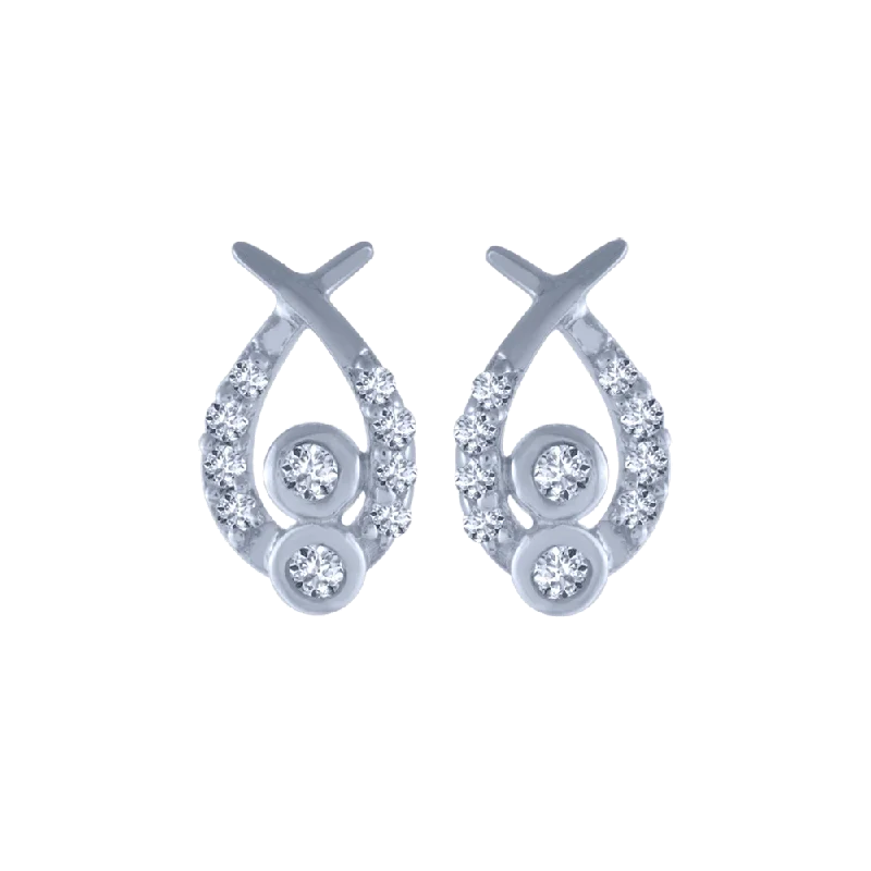 14KT (585) White Gold And Diamond Stud Earrings For Women