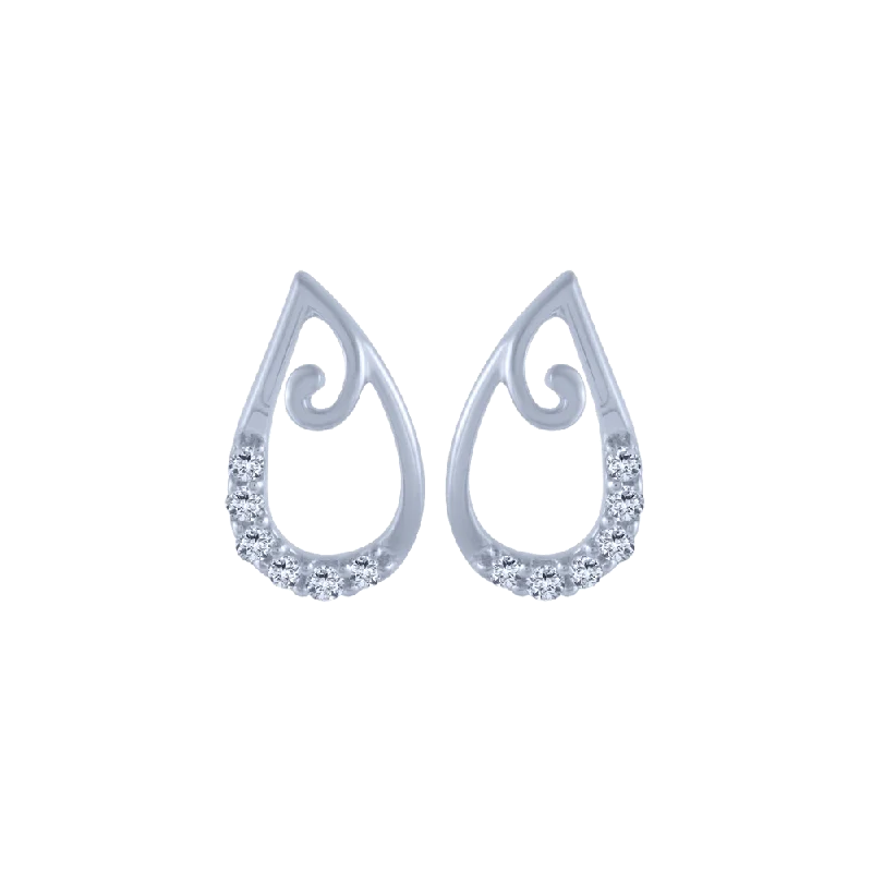 14KT (585) White Gold And Diamond Stud Earrings For Women